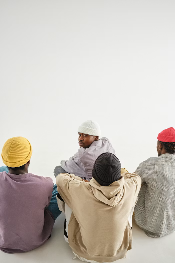 Community member in a red hat